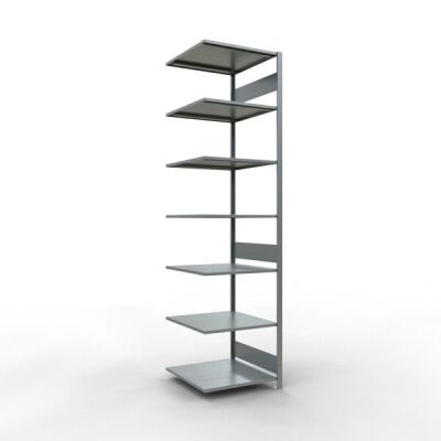 Anbauregal, Fachbodenregal Stecksystem MULTIplus150, 3000 x 750 x 800 mm (HxBxT), 7 Fachböden, Längenriegel, verzinkt