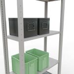 Grundregal, Fachbodenregal Stecksystem MULTIplus150, 2000 x 750 x 300 mm (HxBxT), 5 Fachböden, Längenriegel, RAL 7035 lichtgrau