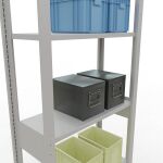 Grundregal, Fachbodenregal Stecksystem MULTIplus150, 2500 x 750 x 300 mm (HxBxT), 6 Fachböden, Längenriegel, RAL 7035 lichtgrau