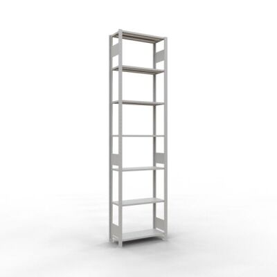 Grundregal, Fachbodenregal Stecksystem MULTIplus150, 3000 x 750 x 300 mm (HxBxT), 7 Fachböden, Längenriegel, RAL 7035 lichtgrau