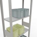 Grundregal, Fachbodenregal Stecksystem MULTIplus150, 3000 x 750 x 300 mm (HxBxT), 7 Fachböden, Längenriegel, RAL 7035 lichtgrau