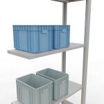 Anbauregal, Fachbodenregal Stecksystem MULTIplus150, 2000 x 750 x 300 mm (HxBxT), 5 Fachböden, Längenriegel, RAL 7035 lichtgrau