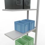 Anbauregal, Fachbodenregal Stecksystem MULTIplus150, 2500 x 750 x 300 mm (HxBxT), 6 Fachböden, Längenriegel, RAL 7035 lichtgrau