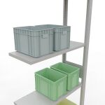 Anbauregal, Fachbodenregal Stecksystem MULTIplus150, 3000 x 750 x 300 mm (HxBxT), 7 Fachböden, Längenriegel, RAL 7035 lichtgrau