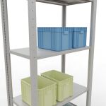 Grundregal, Fachbodenregal Stecksystem MULTIplus150, 2000 x 750 x 400 mm (HxBxT), 5 Fachböden, Längenriegel, RAL 7035 lichtgrau