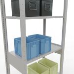 Grundregal, Fachbodenregal Stecksystem MULTIplus150, 2500 x 750 x 400 mm (HxBxT), 6 Fachböden, Längenriegel, RAL 7035 lichtgrau