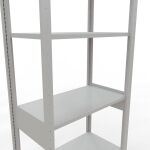 Grundregal, Fachbodenregal Stecksystem MULTIplus150, 2500 x 750 x 400 mm (HxBxT), 6 Fachböden, Längenriegel, RAL 7035 lichtgrau