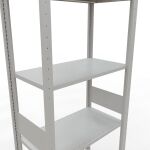 Grundregal, Fachbodenregal Stecksystem MULTIplus150, 3000 x 750 x 400 mm (HxBxT), 7 Fachböden, Längenriegel, RAL 7035 lichtgrau