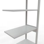 Anbauregal, Fachbodenregal Stecksystem MULTIplus150, 2500 x 750 x 400 mm (HxBxT), 6 Fachböden, Längenriegel, RAL 7035 lichtgrau