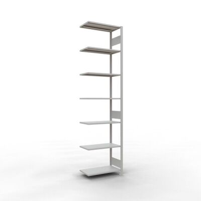 Anbauregal, Fachbodenregal Stecksystem MULTIplus150, 3000 x 750 x 400 mm (HxBxT), 7 Fachböden, Längenriegel, RAL 7035 lichtgrau