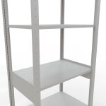 Grundregal, Fachbodenregal Stecksystem MULTIplus150, 2500 x 750 x 500 mm (HxBxT), 6 Fachböden, Längenriegel, RAL 7035 lichtgrau