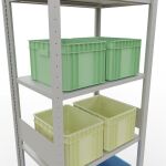 Grundregal, Fachbodenregal Stecksystem MULTIplus150, 3000 x 750 x 500 mm (HxBxT), 7 Fachböden, Längenriegel, RAL 7035 lichtgrau