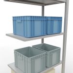 Anbauregal, Fachbodenregal Stecksystem MULTIplus150, 2000 x 750 x 500 mm (HxBxT), 5 Fachböden, Längenriegel, RAL 7035 lichtgrau