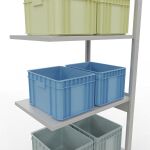 Anbauregal, Fachbodenregal Stecksystem MULTIplus150, 2500 x 750 x 500 mm (HxBxT), 6 Fachböden, Längenriegel, RAL 7035 lichtgrau