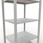 Grundregal, Fachbodenregal Stecksystem MULTIplus150, 2000 x 750 x 600 mm (HxBxT), 5 Fachböden, Längenriegel, RAL 7035 lichtgrau