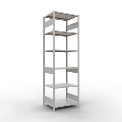 Grundregal, Fachbodenregal Stecksystem MULTIplus150, 2500 x 750 x 600 mm (HxBxT), 6 Fachböden, Längenriegel, RAL 7035 lichtgrau