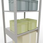 Grundregal, Fachbodenregal Stecksystem MULTIplus150, 2500 x 750 x 600 mm (HxBxT), 6 Fachböden, Längenriegel, RAL 7035 lichtgrau