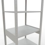 Grundregal, Fachbodenregal Stecksystem MULTIplus150, 2500 x 750 x 600 mm (HxBxT), 6 Fachböden, Längenriegel, RAL 7035 lichtgrau