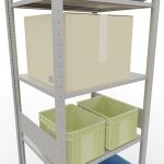 Grundregal, Fachbodenregal Stecksystem MULTIplus150, 3000 x 750 x 600 mm (HxBxT), 7 Fachböden, Längenriegel, RAL 7035 lichtgrau