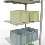 Anbauregal, Fachbodenregal Stecksystem MULTIplus150, 2000 x 750 x 600 mm (HxBxT), 5 Fachböden, Längenriegel, RAL 7035 lichtgrau