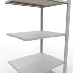 Anbauregal, Fachbodenregal Stecksystem MULTIplus150, 2000 x 750 x 600 mm (HxBxT), 5 Fachböden, Längenriegel, RAL 7035 lichtgrau