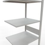 Anbauregal, Fachbodenregal Stecksystem MULTIplus150, 3000 x 750 x 600 mm (HxBxT), 7 Fachböden, Längenriegel, RAL 7035 lichtgrau