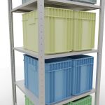 Grundregal, Fachbodenregal Stecksystem MULTIplus150, 2000 x 750 x 800 mm (HxBxT), 5 Fachböden, Längenriegel, RAL 7035 lichtgrau