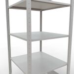 Grundregal, Fachbodenregal Stecksystem MULTIplus150, 2000 x 750 x 800 mm (HxBxT), 5 Fachböden, Längenriegel, RAL 7035 lichtgrau