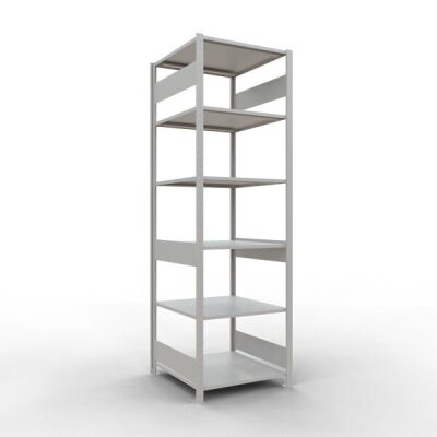 Grundregal, Fachbodenregal Stecksystem MULTIplus150, 2500 x 750 x 800 mm (HxBxT), 6 Fachböden, Längenriegel, RAL 7035 lichtgrau