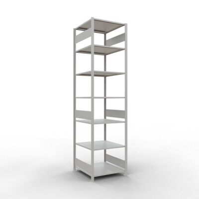 Grundregal, Fachbodenregal Stecksystem MULTIplus150, 3000 x 750 x 800 mm (HxBxT), 7 Fachböden, Längenriegel, RAL 7035 lichtgrau