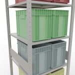 Grundregal, Fachbodenregal Stecksystem MULTIplus150, 3000 x 750 x 800 mm (HxBxT), 7 Fachböden, Längenriegel, RAL 7035 lichtgrau