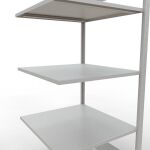 Anbauregal, Fachbodenregal Stecksystem MULTIplus150, 2000 x 750 x 800 mm (HxBxT), 5 Fachböden, Längenriegel, RAL 7035 lichtgrau