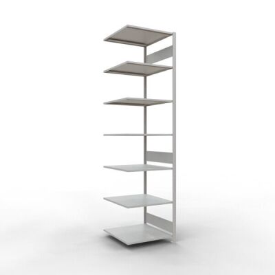 Anbauregal, Fachbodenregal Stecksystem MULTIplus150, 3000 x 750 x 800 mm (HxBxT), 7 Fachböden, Längenriegel, RAL 7035 lichtgrau