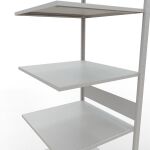 Anbauregal, Fachbodenregal Stecksystem MULTIplus150, 3000 x 750 x 800 mm (HxBxT), 7 Fachböden, Längenriegel, RAL 7035 lichtgrau