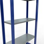 Grundregal, Fachbodenregal Stecksystem MULTIplus150, 2000 x 750 x 300 mm (HxBxT), 5 Fachböden, Längenriegel, RAL 5010 enzianblau/verzinkt/verzinkt