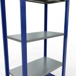 Grundregal, Fachbodenregal Stecksystem MULTIplus150, 2000 x 750 x 400 mm (HxBxT), 5 Fachböden, Längenriegel, RAL 5010 enzianblau/verzinkt/verzinkt