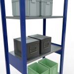 Grundregal, Fachbodenregal Stecksystem MULTIplus150, 2500 x 750 x 400 mm (HxBxT), 6 Fachböden, Längenriegel, RAL 5010 enzianblau/verzinkt/verzinkt