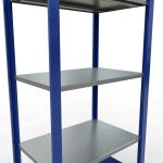 Grundregal, Fachbodenregal Stecksystem MULTIplus150, 2000 x 750 x 500 mm (HxBxT), 5 Fachböden, Längenriegel, RAL 5010 enzianblau/verzinkt/verzinkt