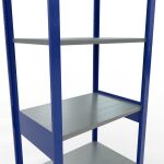 Grundregal, Fachbodenregal Stecksystem MULTIplus150, 2500 x 750 x 500 mm (HxBxT), 6 Fachböden, Längenriegel, RAL 5010 enzianblau/verzinkt/verzinkt