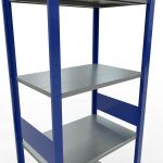 Grundregal, Fachbodenregal Stecksystem MULTIplus150, 3000 x 750 x 500 mm (HxBxT), 7 Fachböden, Längenriegel, RAL 5010 enzianblau/verzinkt/verzinkt