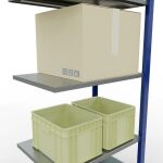 Anbauregal, Fachbodenregal Stecksystem MULTIplus150, 2000 x 750 x 500 mm (HxBxT), 5 Fachböden, Längenriegel, RAL 5010 enzianblau/verzinkt/verzinkt