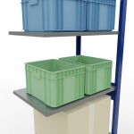 Anbauregal, Fachbodenregal Stecksystem MULTIplus150, 2500 x 750 x 500 mm (HxBxT), 6 Fachböden, Längenriegel, RAL 5010 enzianblau/verzinkt/verzinkt