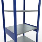 Grundregal, Fachbodenregal Stecksystem MULTIplus150, 2500 x 750 x 600 mm (HxBxT), 6 Fachböden, Längenriegel, RAL 5010 enzianblau/verzinkt/verzinkt