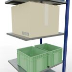 Anbauregal, Fachbodenregal Stecksystem MULTIplus150, 2000 x 750 x 600 mm (HxBxT), 5 Fachböden, Längenriegel, RAL 5010 enzianblau/verzinkt/verzinkt