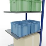 Anbauregal, Fachbodenregal Stecksystem MULTIplus150, 2500 x 750 x 600 mm (HxBxT), 6 Fachböden, Längenriegel, RAL 5010 enzianblau/verzinkt/verzinkt