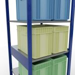 Grundregal, Fachbodenregal Stecksystem MULTIplus150, 2500 x 750 x 800 mm (HxBxT), 6 Fachböden, Längenriegel, RAL 5010 enzianblau/verzinkt/verzinkt