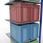 Anbauregal, Fachbodenregal Stecksystem MULTIplus150, 2000 x 750 x 800 mm (HxBxT), 5 Fachböden, Längenriegel, RAL 5010 enzianblau/verzinkt/verzinkt