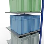 Anbauregal, Fachbodenregal Stecksystem MULTIplus150, 2500 x 750 x 800 mm (HxBxT), 6 Fachböden, Längenriegel, RAL 5010 enzianblau/verzinkt/verzinkt