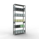 Grundregal, Fachbodenregal Stecksystem MULTIplus150, 2500 x 1000 x 300 mm (HxBxT), 6 Fachböden, Längenriegel, verzinkt