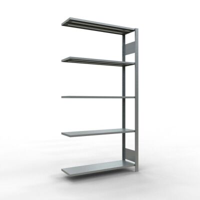 Anbauregal, Fachbodenregal Stecksystem MULTIplus150, 2000 x 1000 x 300 mm (HxBxT), 5 Fachböden, Längenriegel, verzinkt